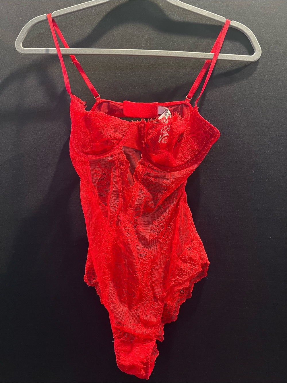 Victoria's Secret Red Lace Sheer Teddy Bodysuit